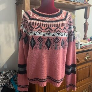 John + Jenn Pink and Black Knit Sweater